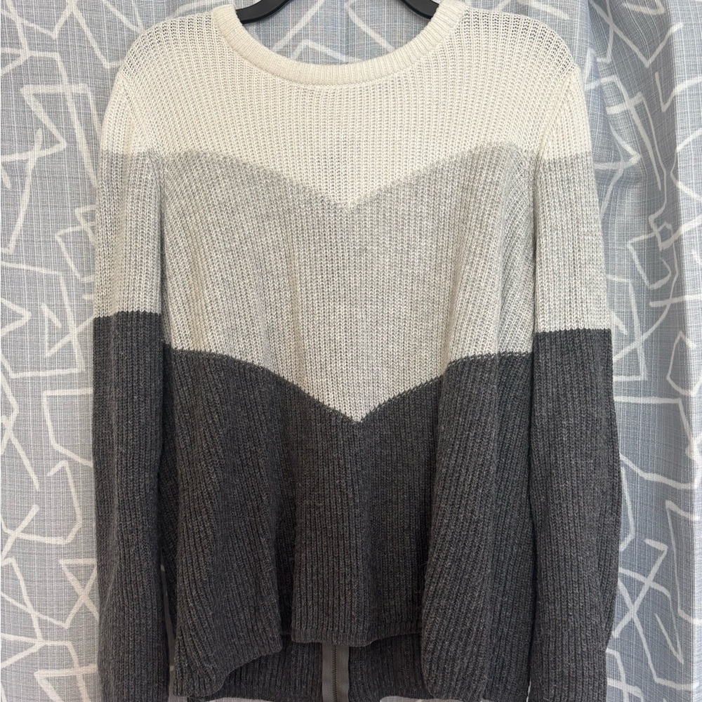 Design History Colorblock Zip-Back Knit Sweater - Size Large